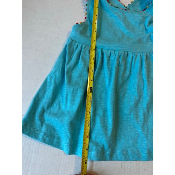 NEW Mini Boden Cross Back Pom Top Blue Sz 6-7 - Picture 6 of 8
